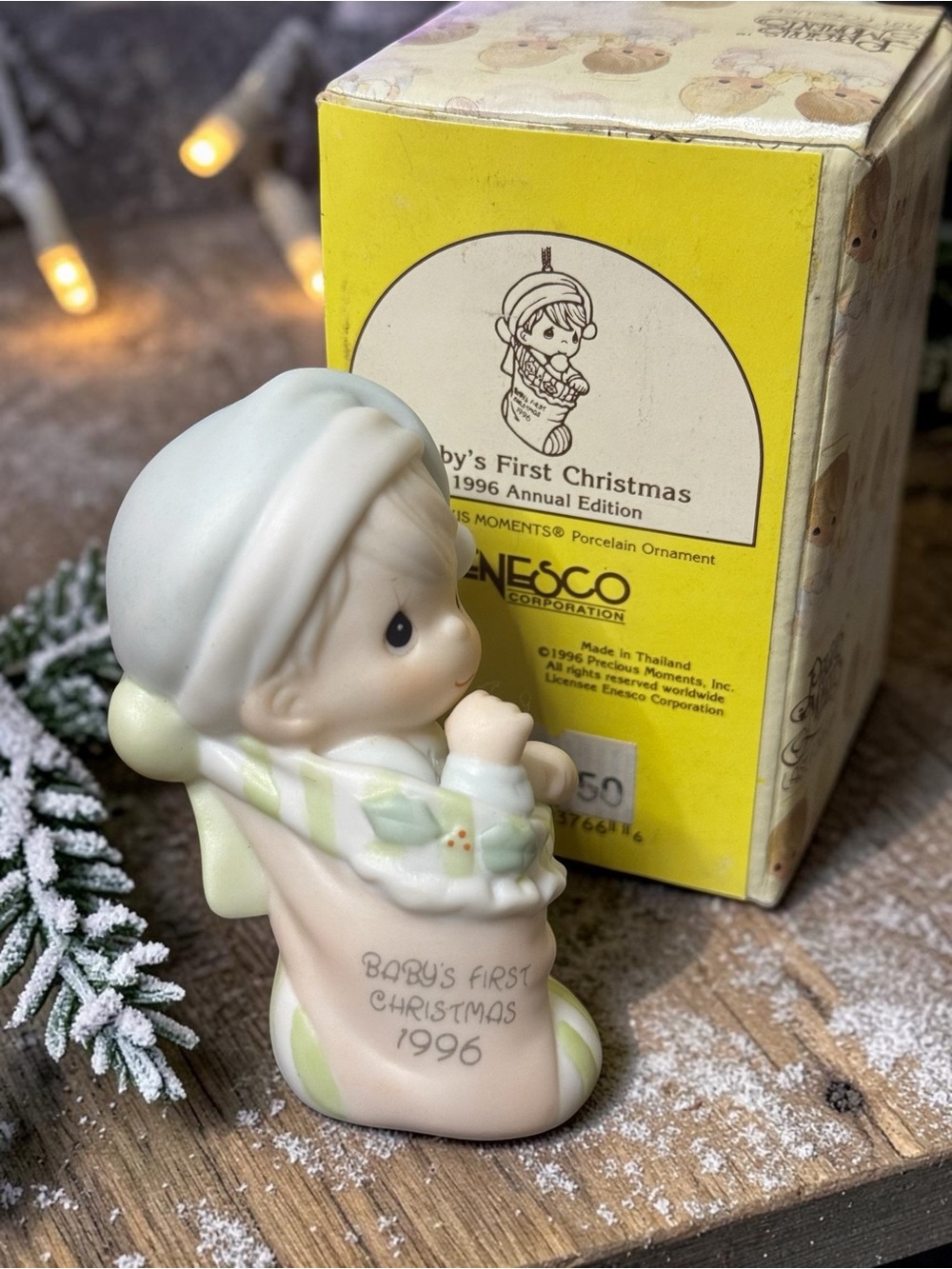 Precious Moments Baby's First Christmas 1996  Porcelain Ornament W/Box #183946